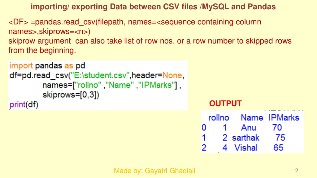 importing exporting data between csv files mysql 7