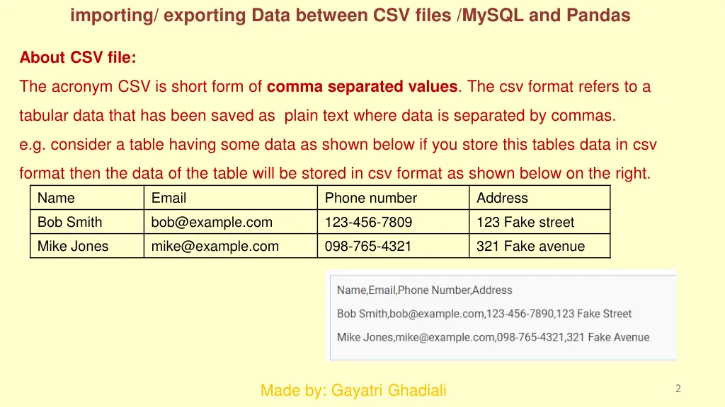 importing exporting data between csv files mysql