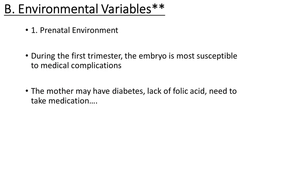 b environmental variables b environmental