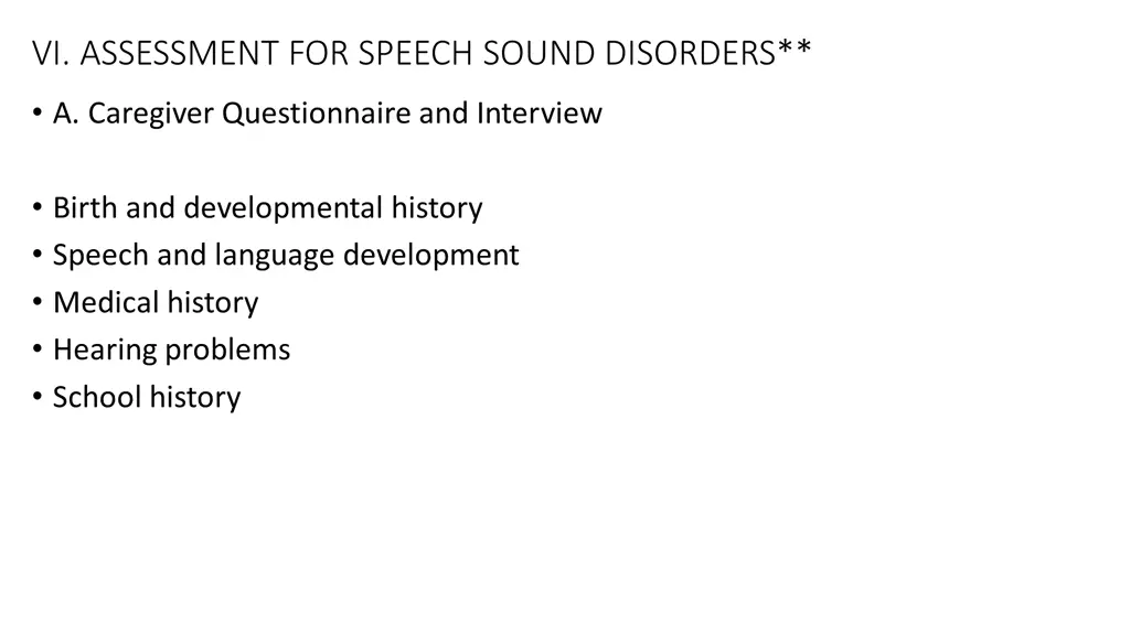 vi assessment for speech sound disorders