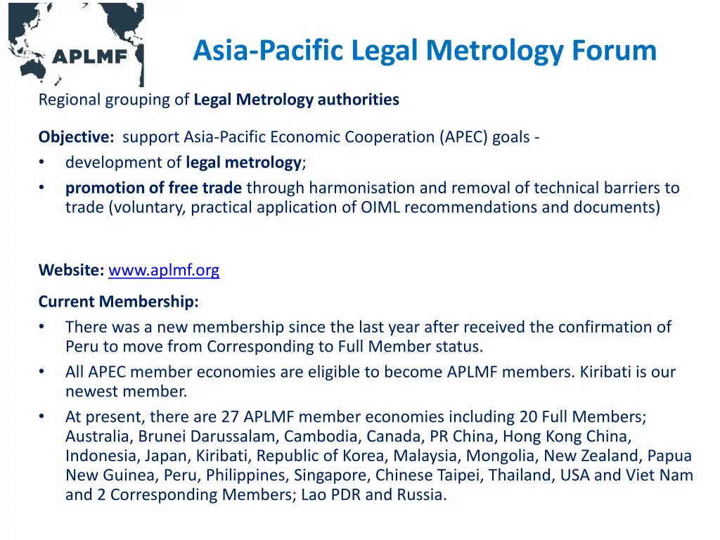 asia pacific legal metrology forum