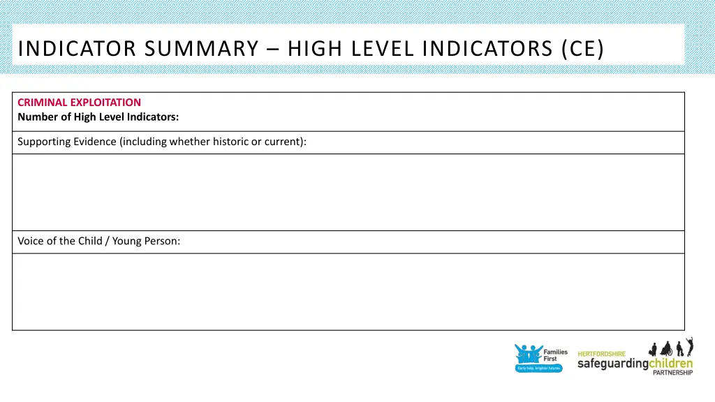 indicator summary high level indicators ce