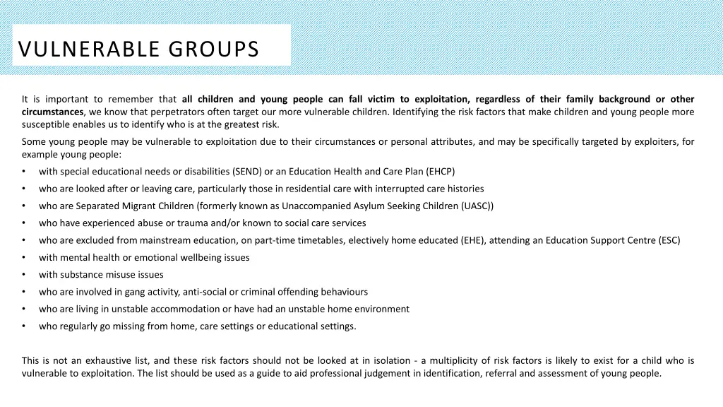 vulnerable groups