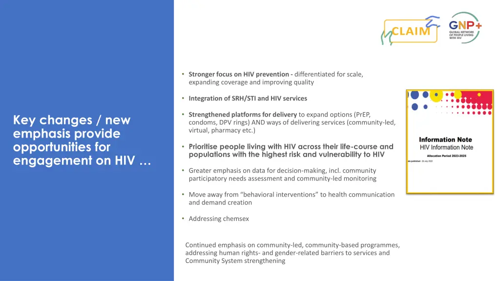 stronger focus on hiv prevention differentiated