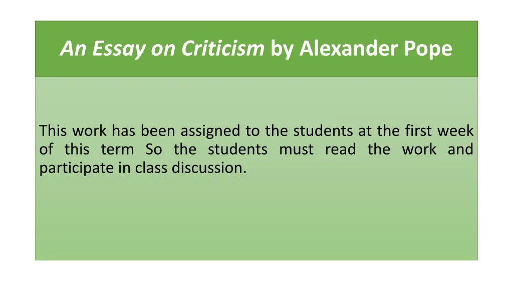 an essay on criticism by alexander pope