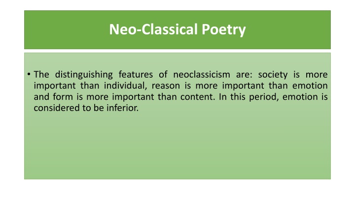 neo classical poetry