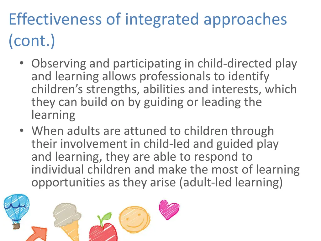 effectiveness of integrated approaches cont