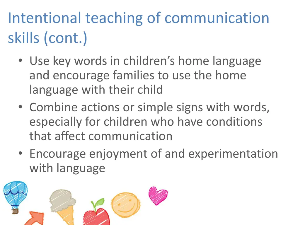 intentional teaching of communication skills cont