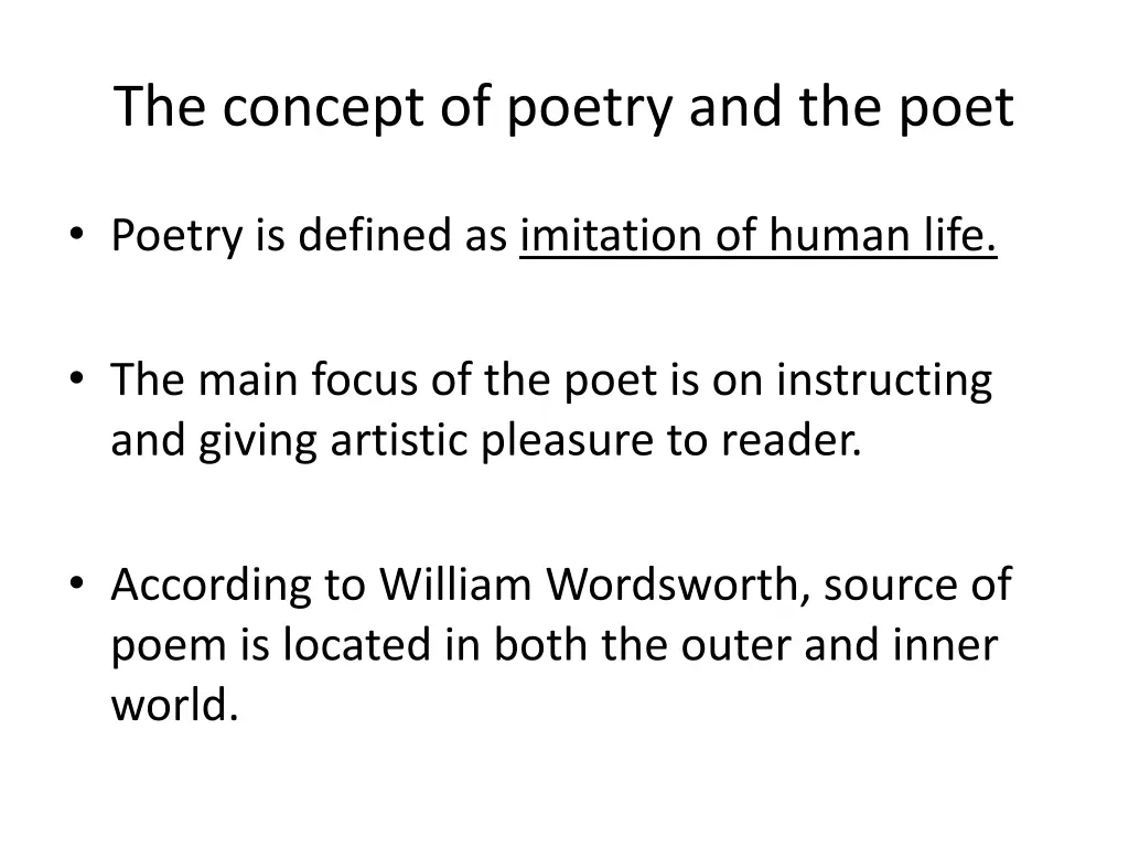 the concept of poetry and the poet