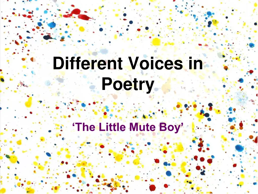 different voices in poetry