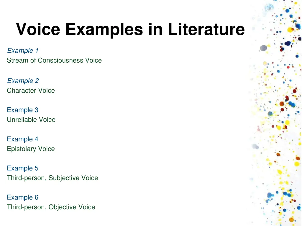 voice examples in literature