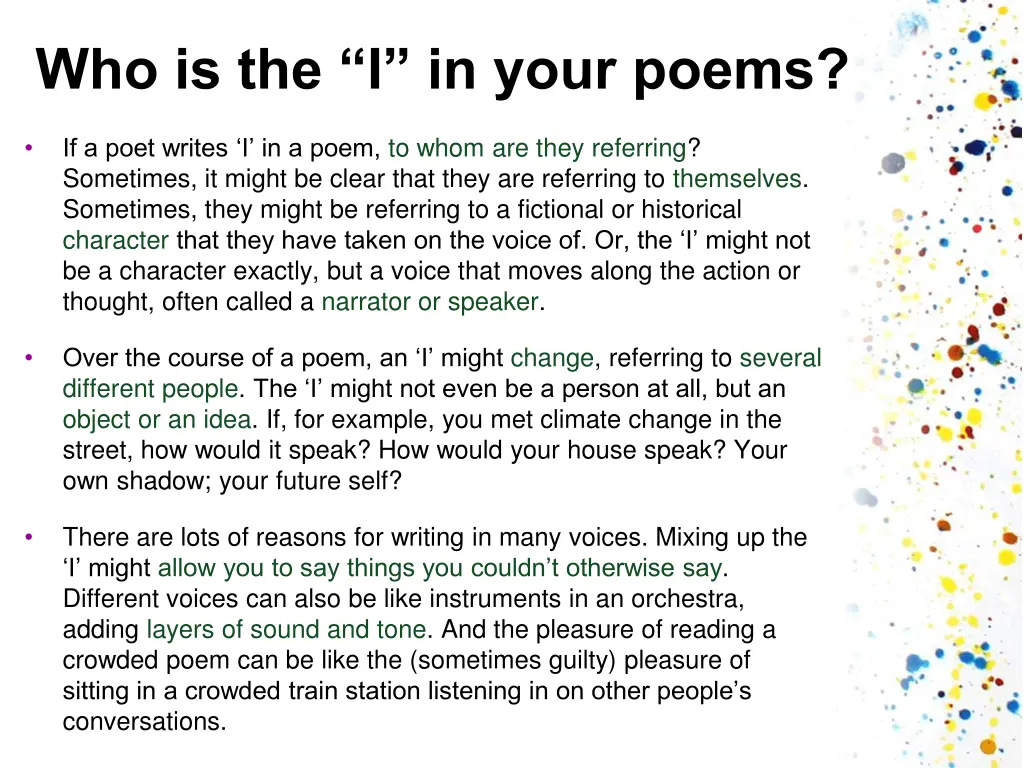 who is the i in your poems