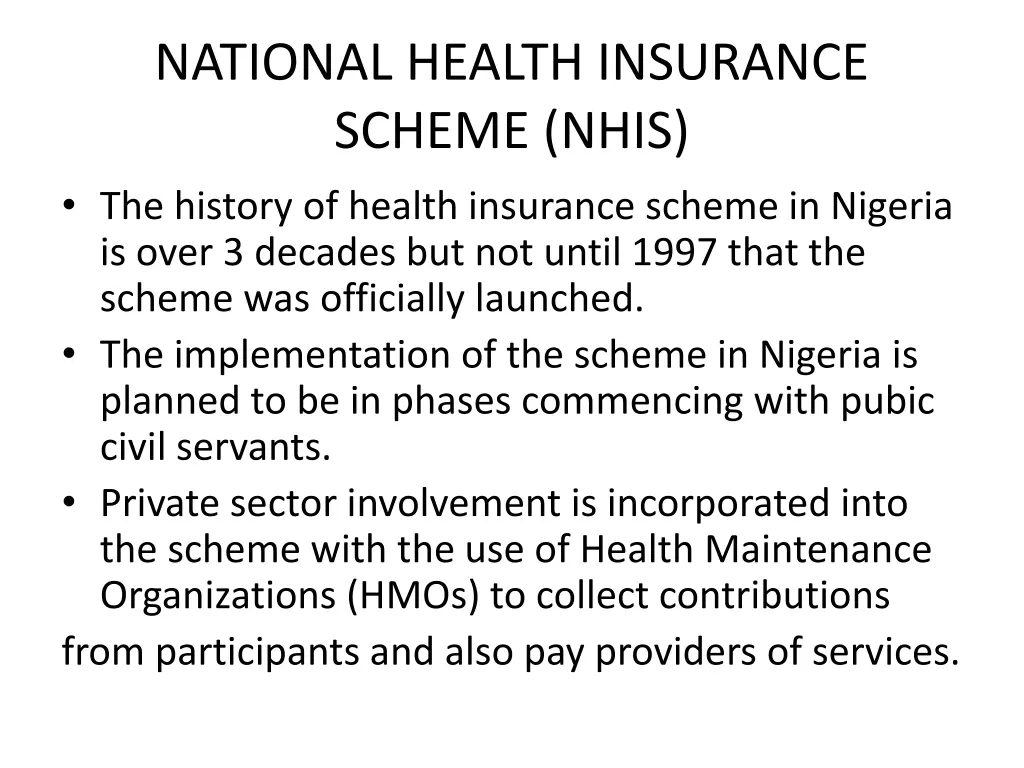 national health insurance scheme nhis the history