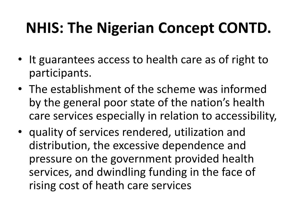 nhis the nigerian concept contd