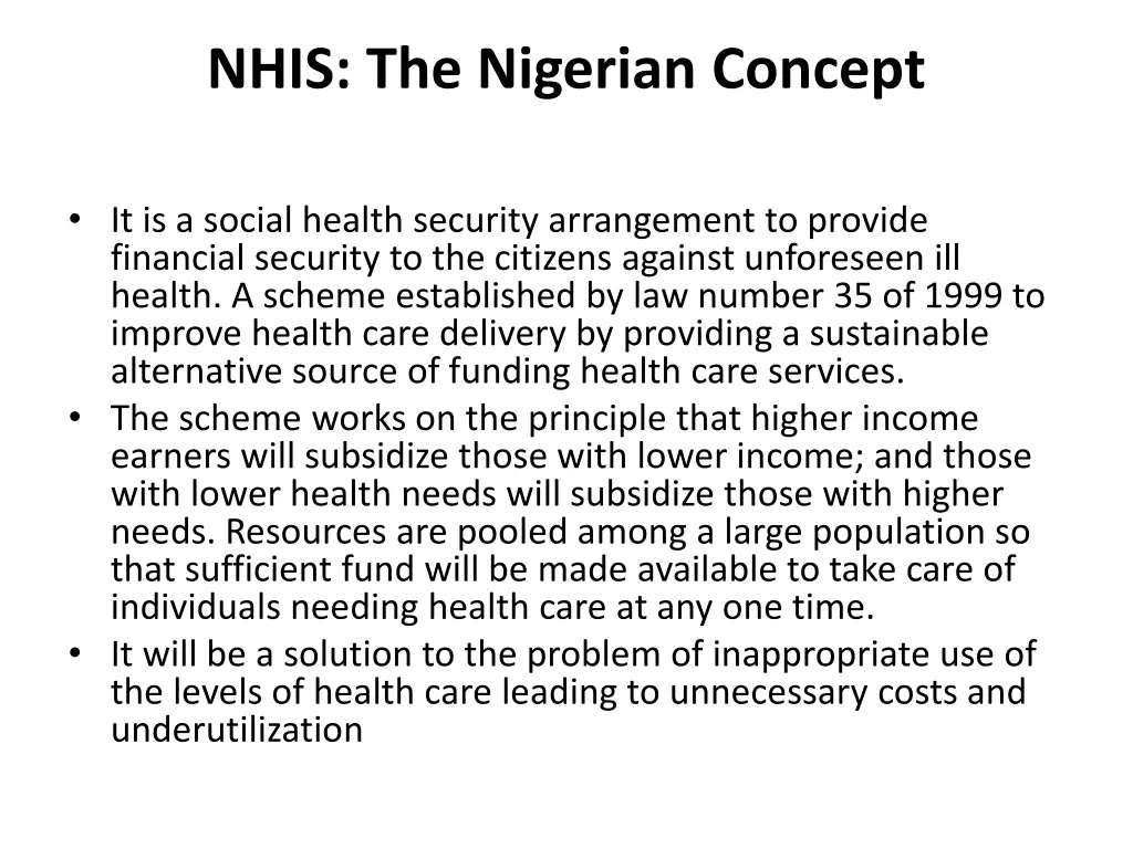 nhis the nigerian concept