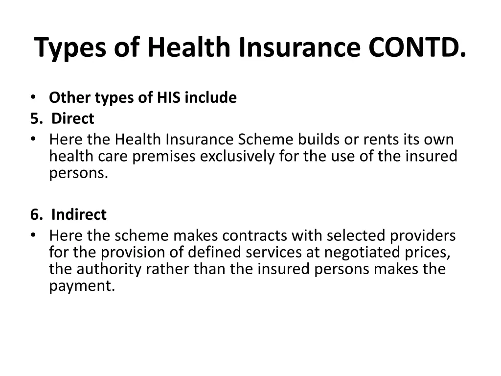 types of health insurance contd 4