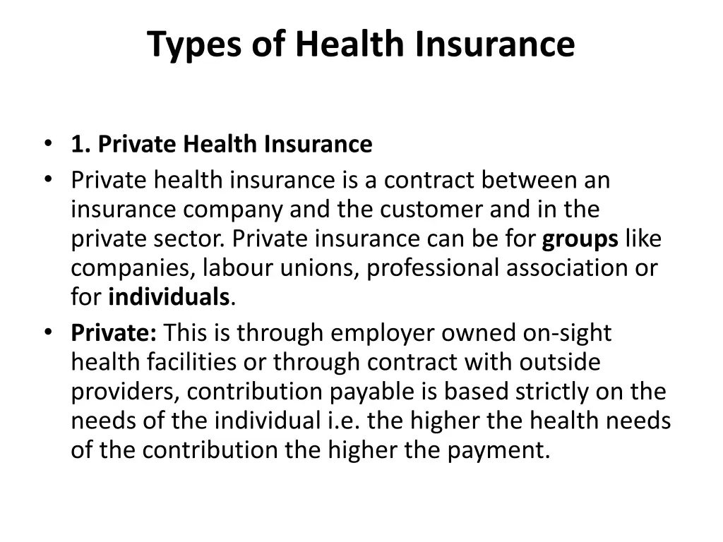 types of health insurance