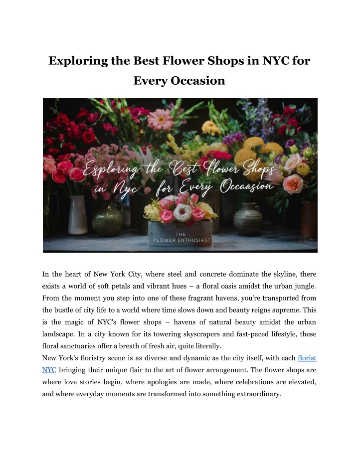 exploring the best flower shops in nyc for