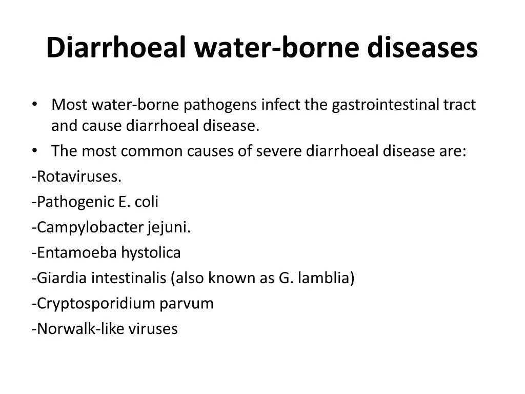 diarrhoeal water borne diseases