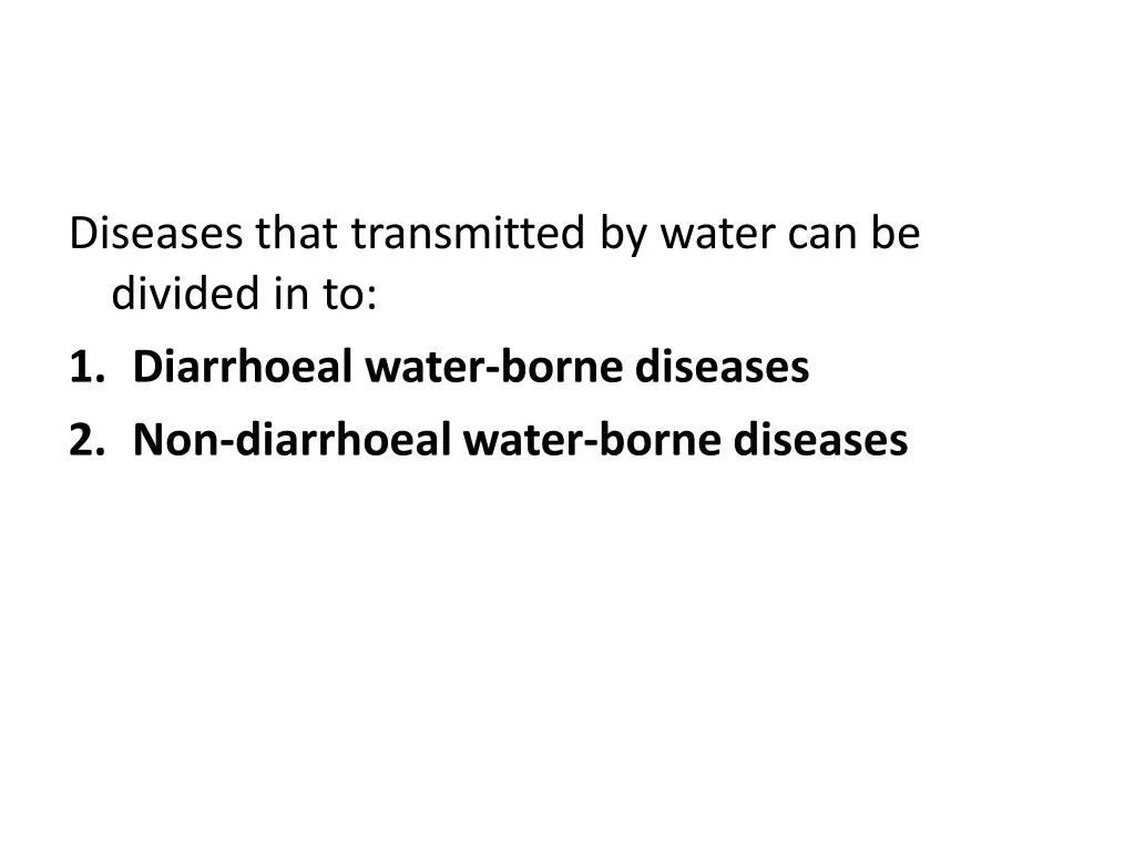 diseases that transmitted by water can be divided