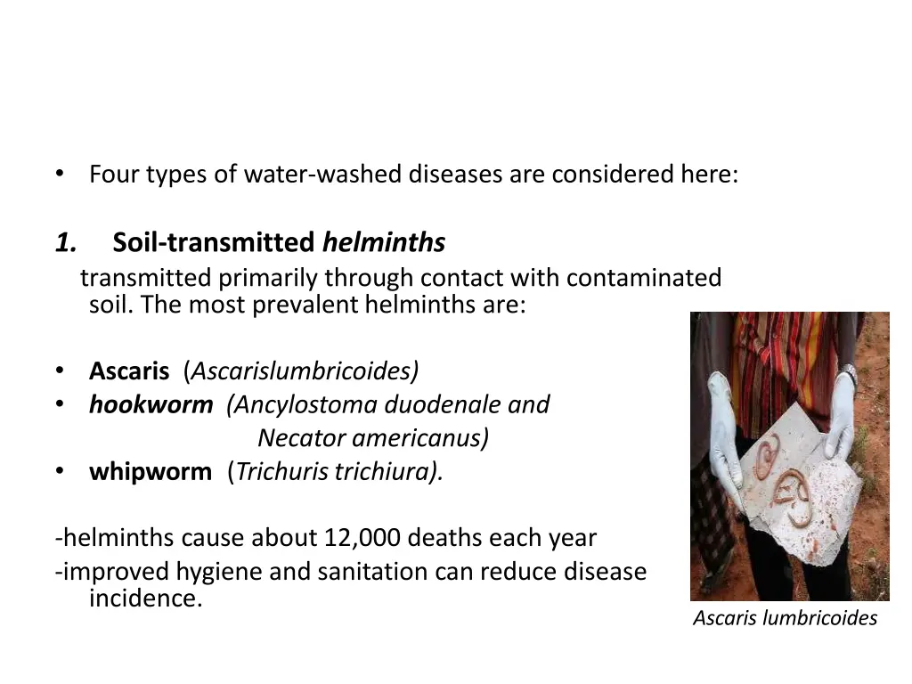 four types of water washed diseases