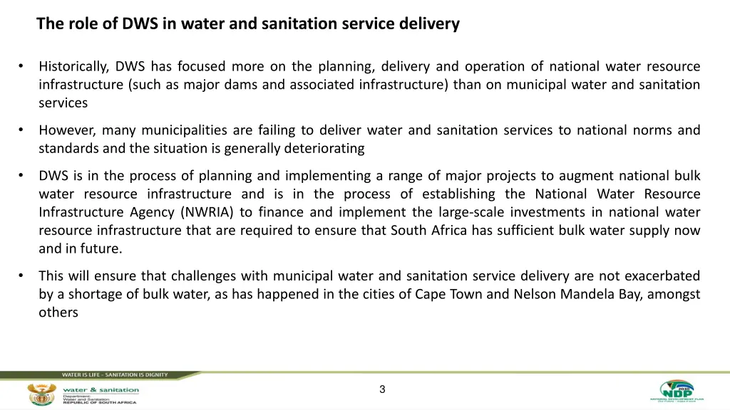 the role of dws in water and sanitation service