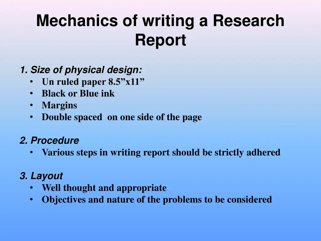 mechanics of writing a research report