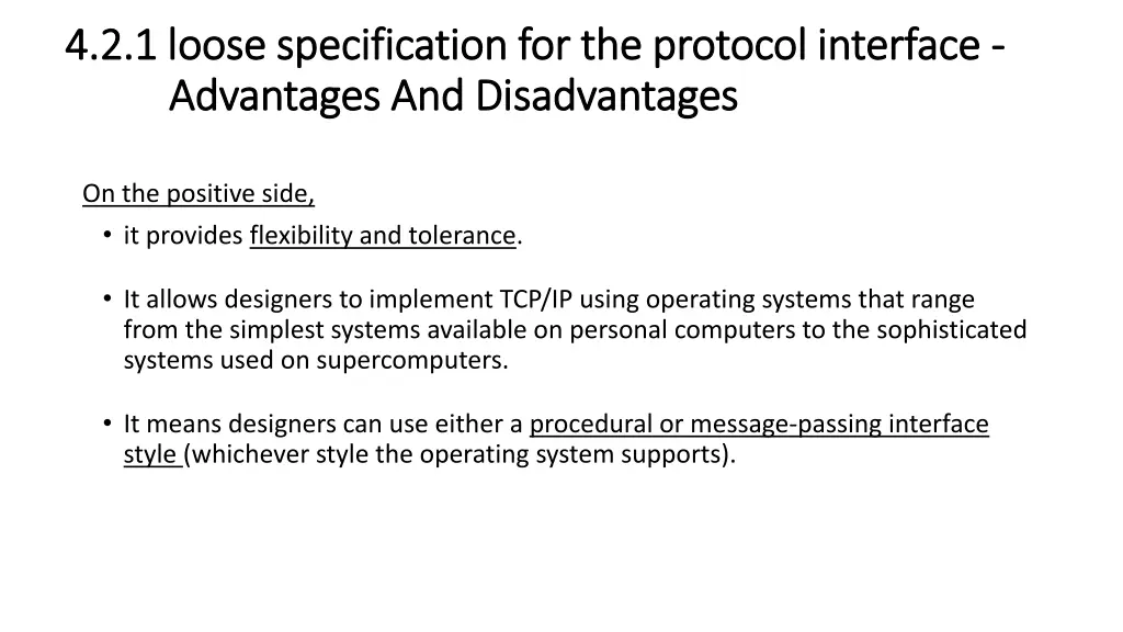 4 2 1 loose specification for the protocol