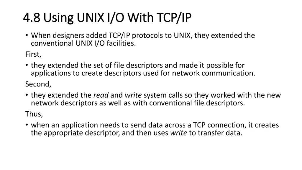 4 8 using unix i o with tcp ip 4 8 using unix