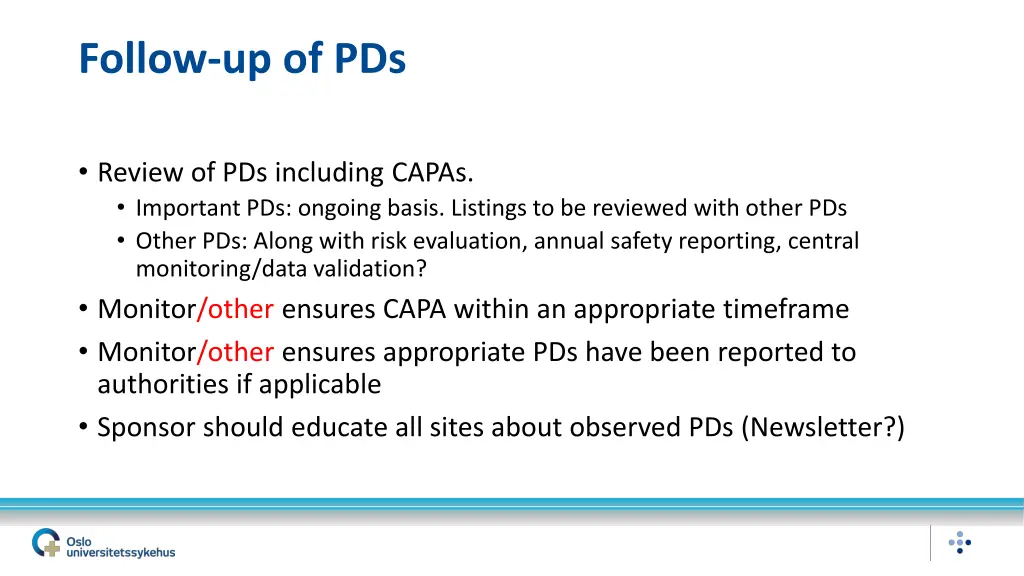 follow up of pds