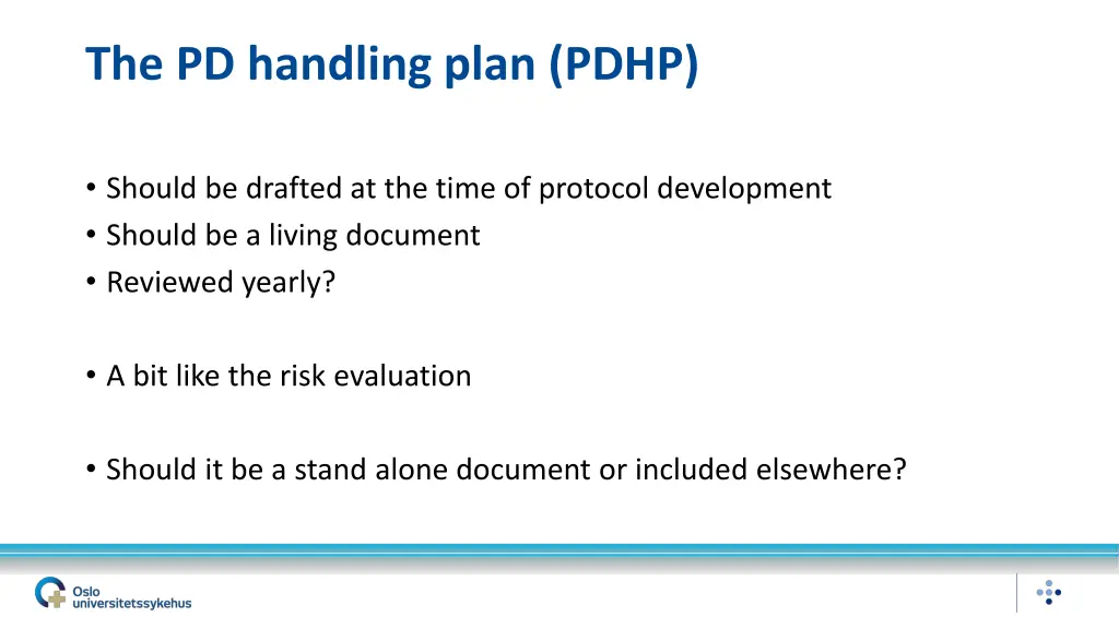 the pd handling plan pdhp