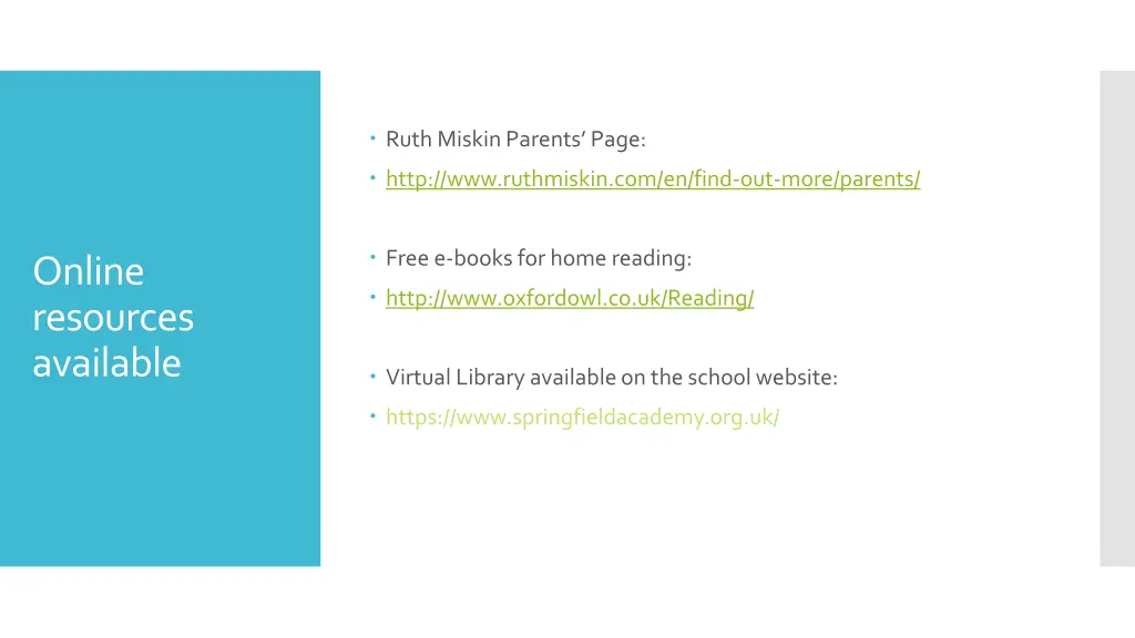 ruth miskin parents page