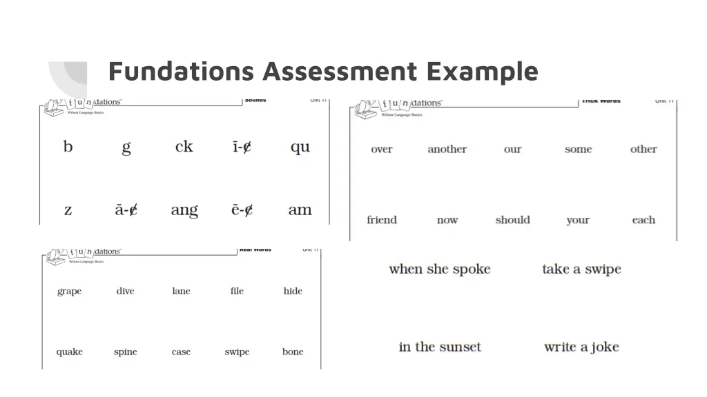 fundations assessment example