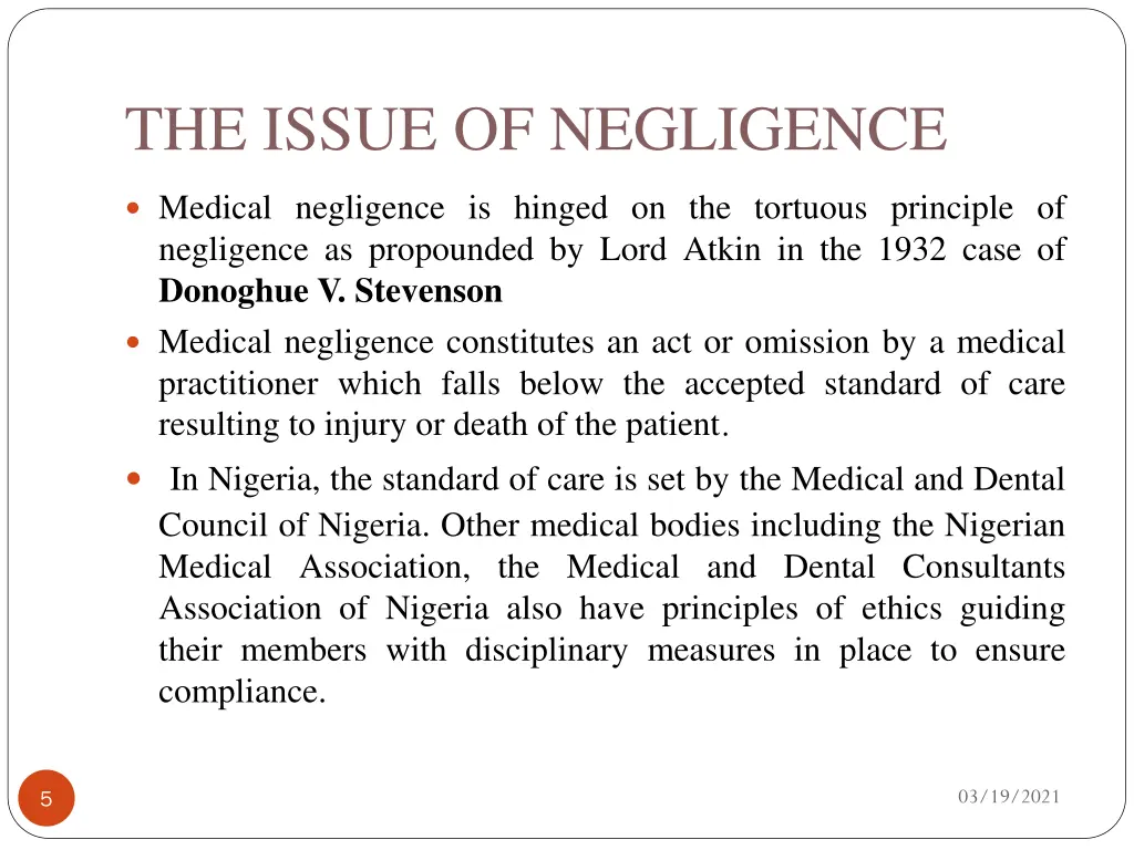 the issue of negligence