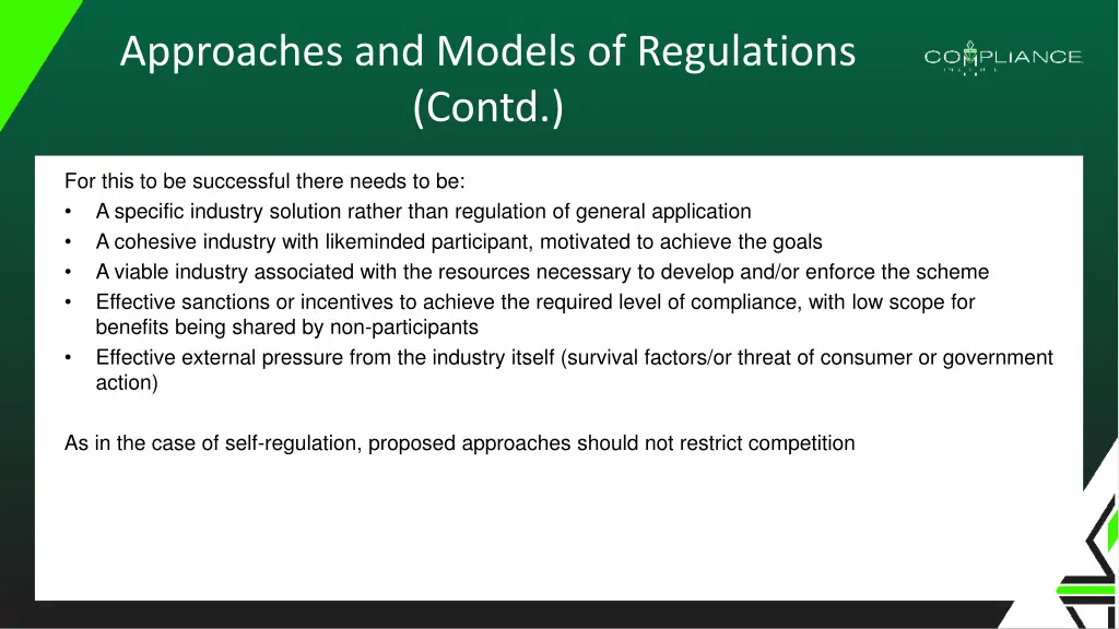 approaches and models of regulations contd 4