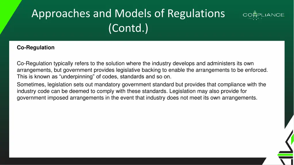 approaches and models of regulations contd 5