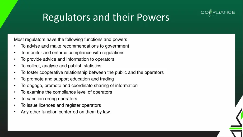 regulators and their powers