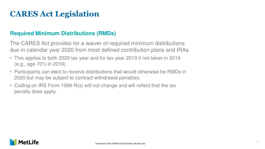 cares act legislation 1