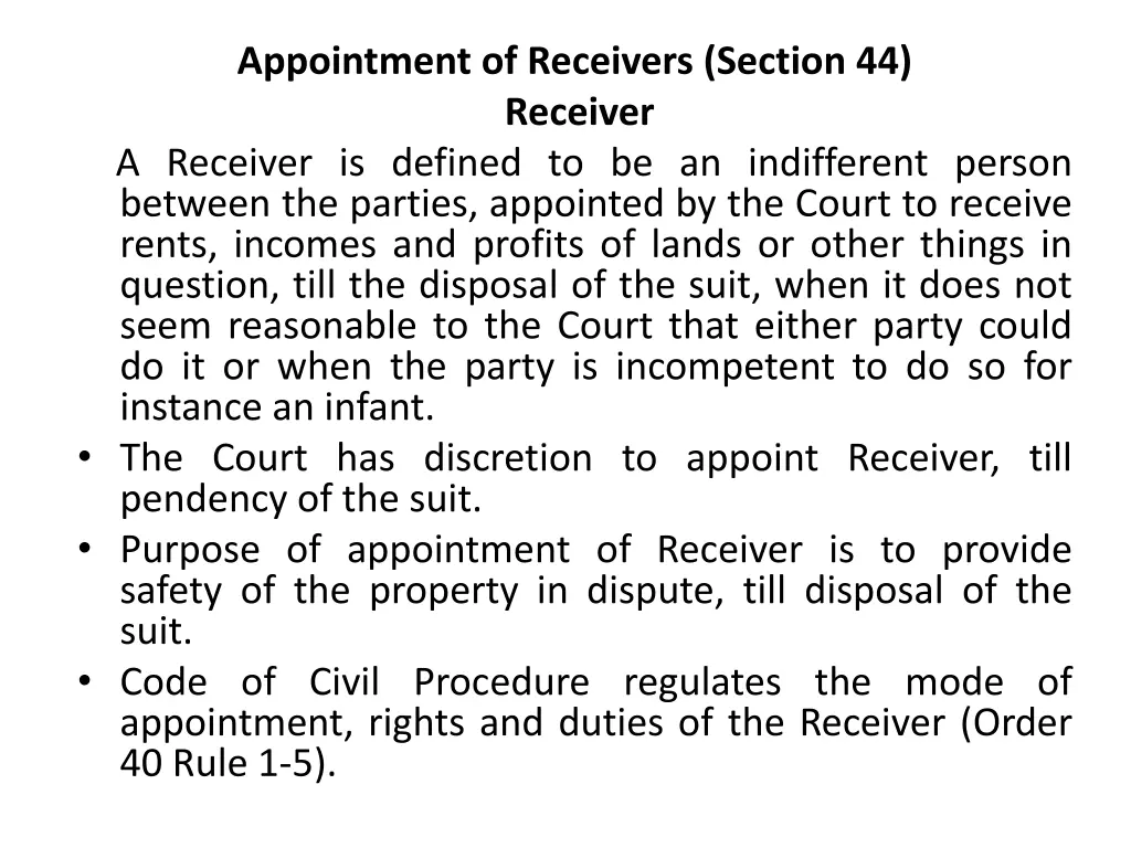 appointment of receivers section 44 receiver