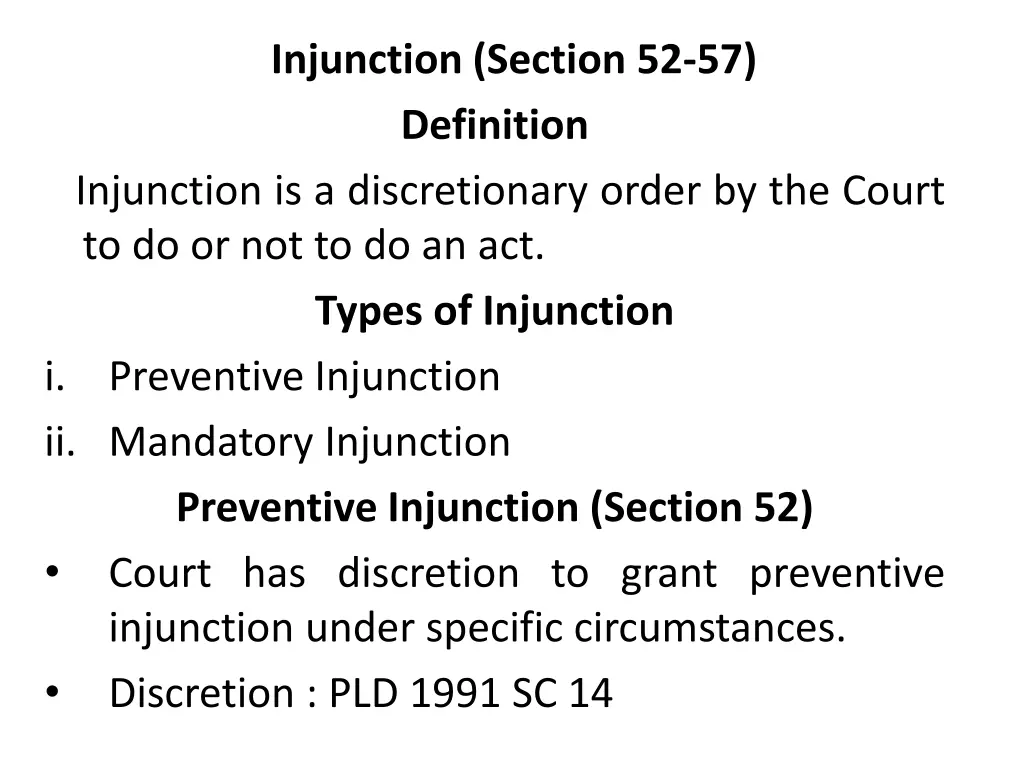 injunction section 52 57 definition injunction