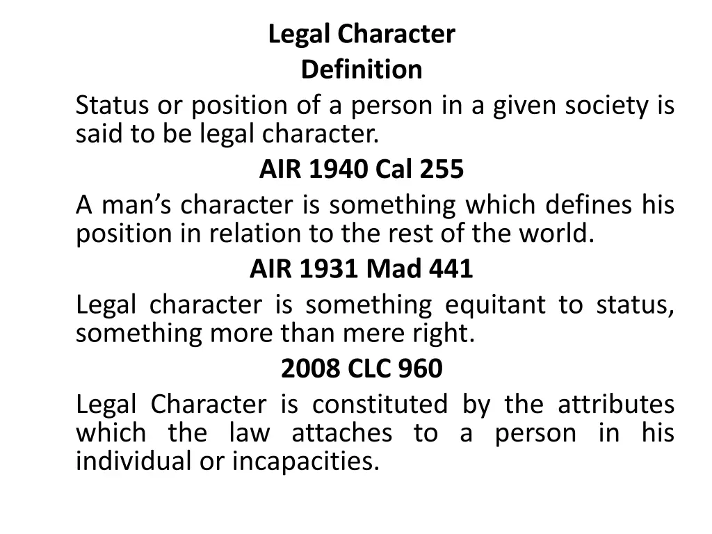 legal character definition