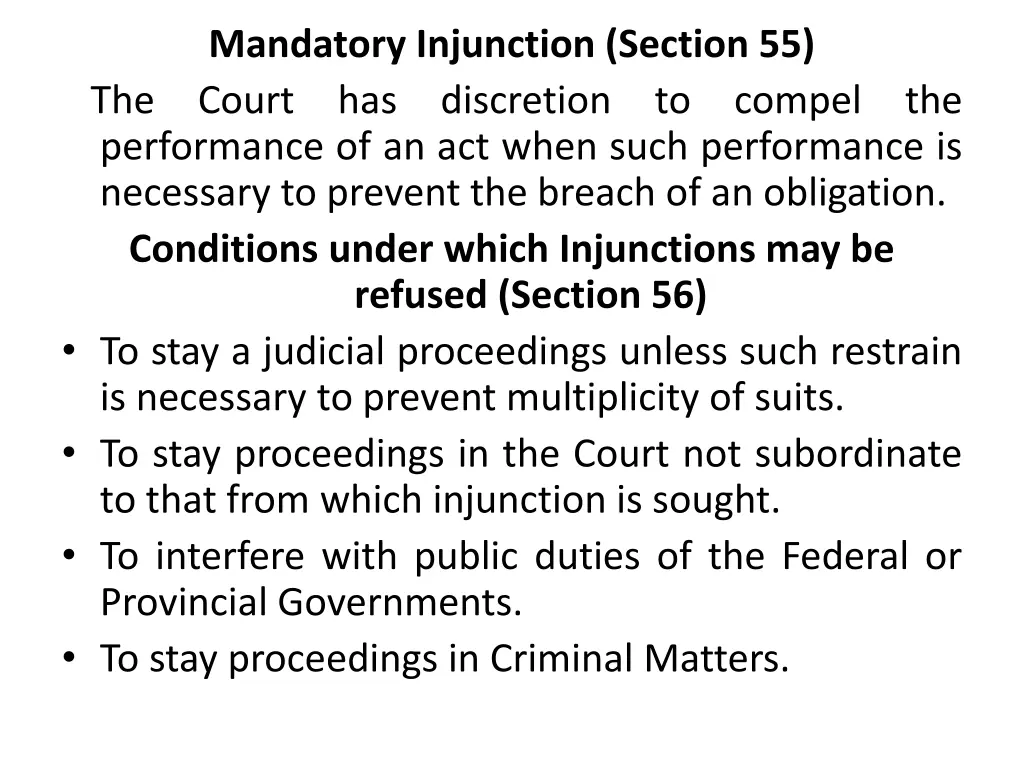 mandatory injunction section 55 court