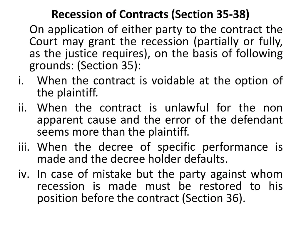 recession of contracts section