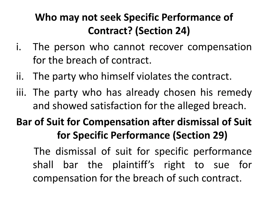 who may not seek specific performance of contract