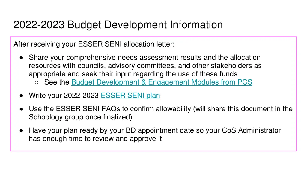 2022 2023 budget development information