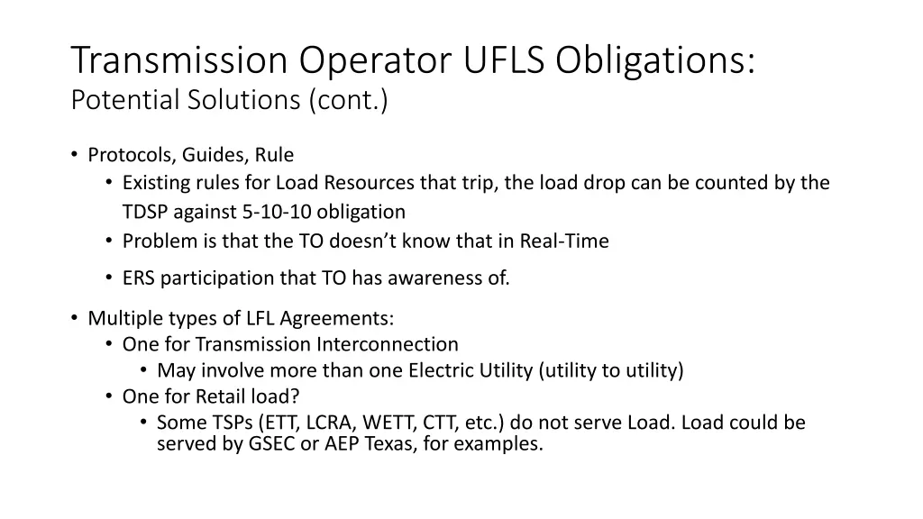 transmission operator ufls obligations potential 2