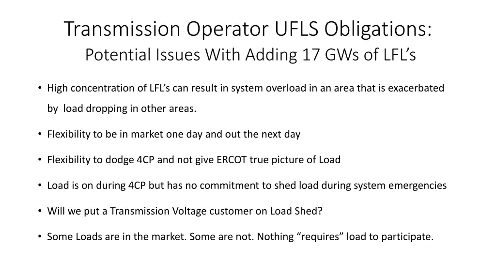 transmission operator ufls obligations potential