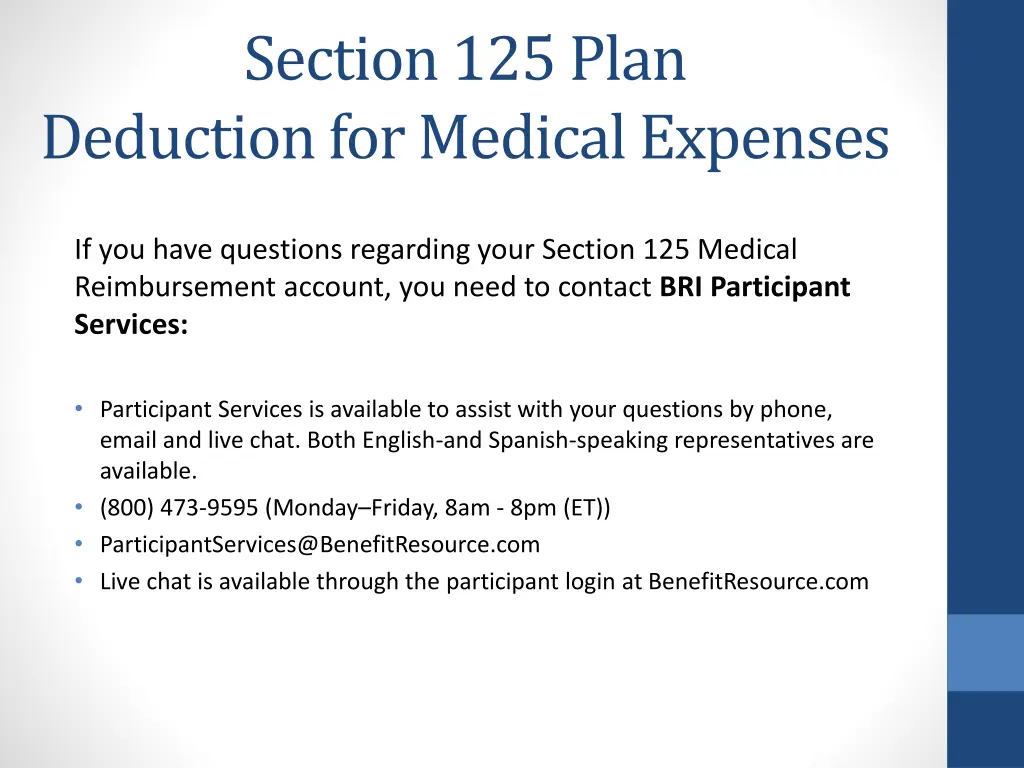 section 125 plan deduction for medical expenses