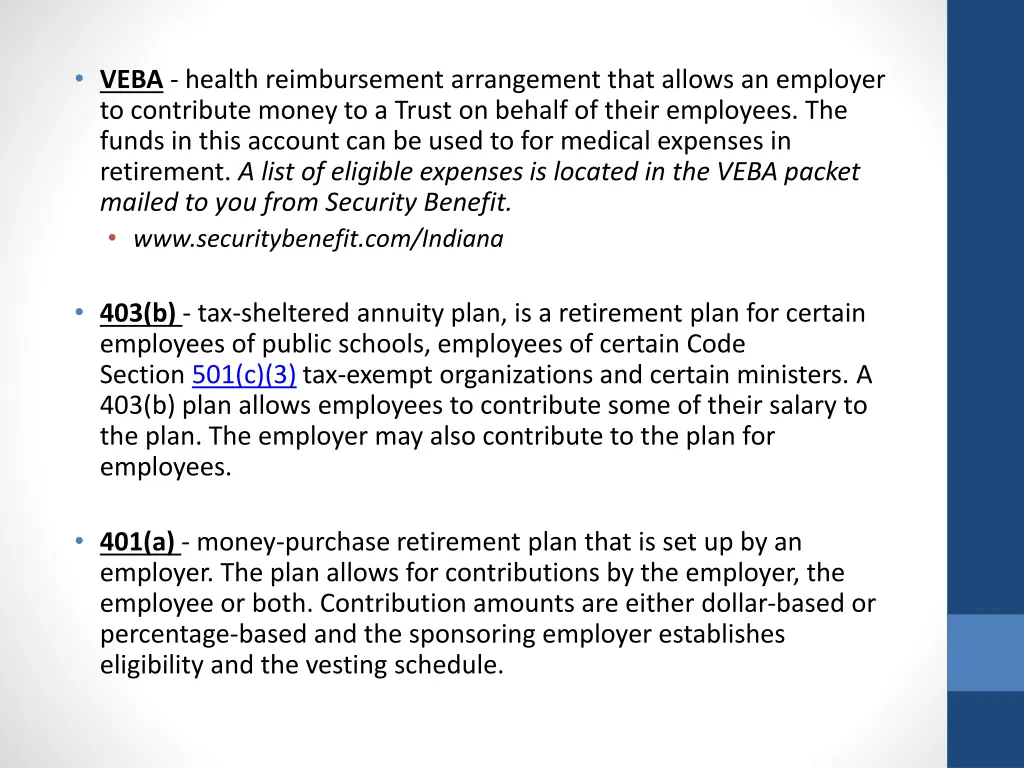 veba health reimbursement arrangement that allows