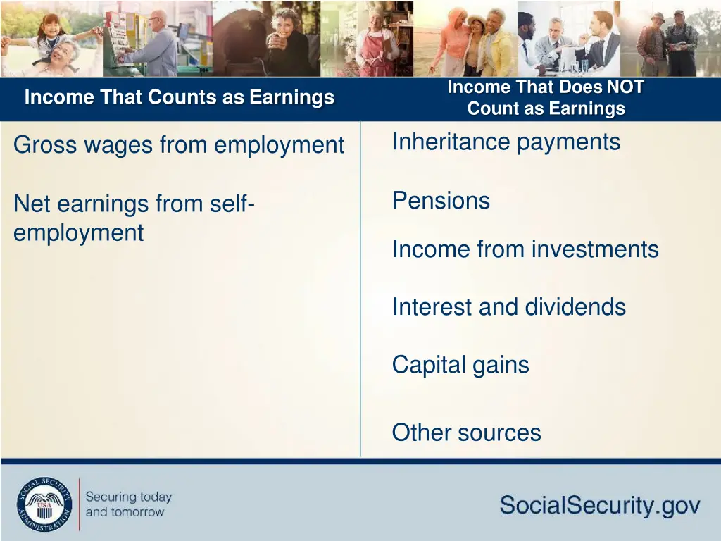 income that does not count as earnings